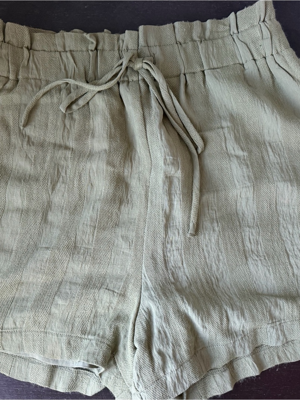 Lush Light Sage Drawstring Linen-Blend Women's Shorts